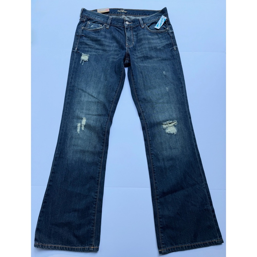 Old Navy The Flirt Jeans Sz 10 NWT Distressed Bootcut Low/Mid Rise Minimalist